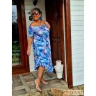 Fashion by NONO - Amanda kék egyedi mintás ruha