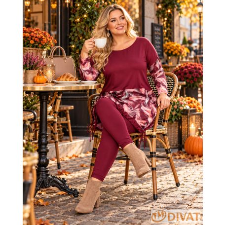 Fashion by NONO - Mandula burgundy-toll mintás
