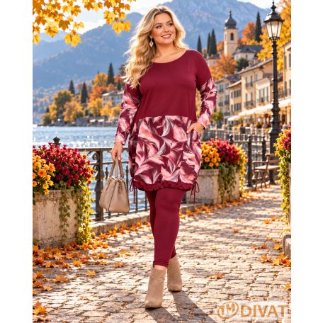 Fashion by NONO - Mandula burgundy-toll mintás