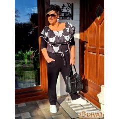 Fashion by NONO - Szimeoni fekete-masni mintás overáll