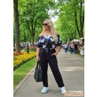 Fashion by NONO - Szimeoni fekete-masni mintás overáll