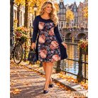 Fashion by NONO - Princess midi ruha - sötétkék egyedi mintás