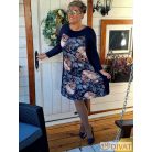 Fashion by NONO - Princess midi ruha - sötétkék egyedi mintás