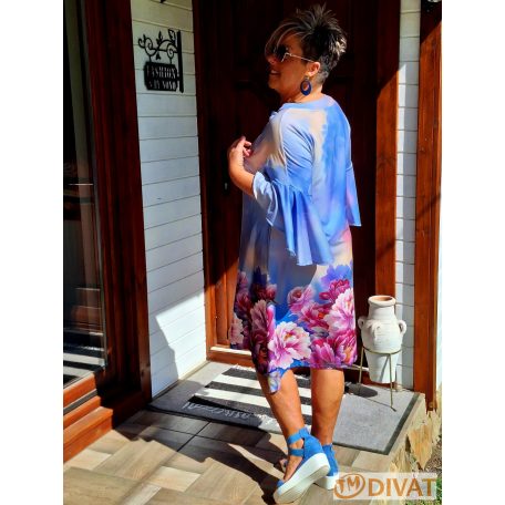 Fashion by NONO - Gigi kék-pink egyedi mintás ruha
