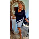 Fashion by NONO - Jupiter sötétkék-fehér tunika-ruha