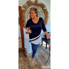 Fashion by NONO - Jupiter sötétkék-fehér tunika-ruha