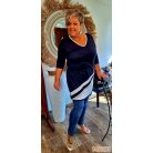 Fashion by NONO - Jupiter sötétkék-fehér tunika-ruha