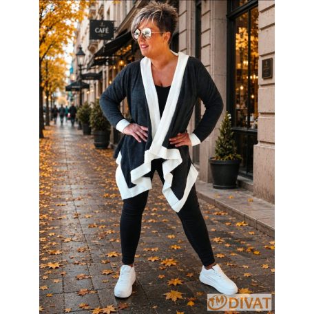 Fashion by NONO - Pillangó kardigán szürke-krém színben