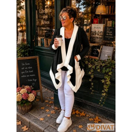 Fashion by NONO - Pillangó kardigán szürke-krém színben