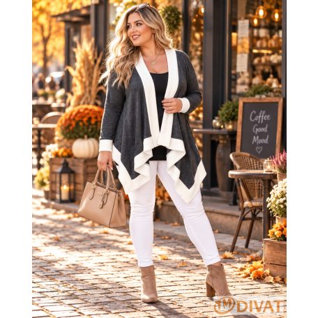 Fashion by NONO - Pillangó kardigán szürke-krém színben