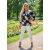 Fashion by NONO - Zelda fekete-fehér egyedi mintás mellnél átlapolt "V" kivágású felső 