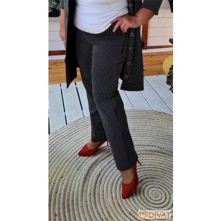 Fashion by NONO - Hawai fekete-fehér vékony csíkos alakformáló nadrág