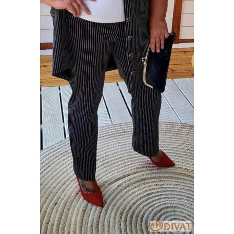 Fashion by NONO - Hawai fekete-fehér vékony csíkos alakformáló nadrág