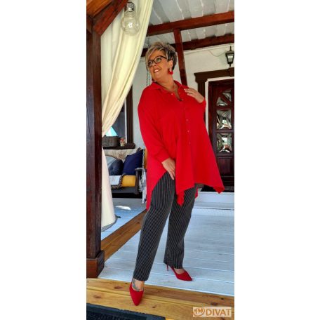 Fashion by NONO - Hawai fekete-fehér vékony csíkos alakformáló nadrág