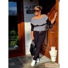 Fashion by NONO - Szimeoni fekete-fehér csíkos mintás overáll