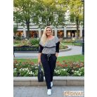 Fashion by NONO - Szimeoni fekete-fehér csíkos mintás overáll