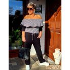 Fashion by NONO - Szimeoni fekete-fehér csíkos mintás overáll