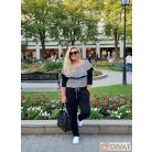Fashion by NONO - Szimeoni fekete-fehér csíkos mintás overáll