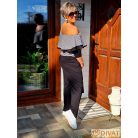 Fashion by NONO - Szimeoni fekete-fehér csíkos mintás overáll
