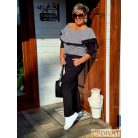 Fashion by NONO - Szimeoni fekete-fehér csíkos mintás overáll