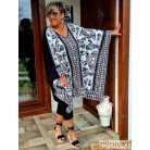Fashion by NONO - Holiday tunika-ruha fehér alapon fekete mintás