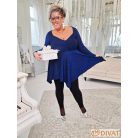 Fashion by NONO - Dália mellnél húzott extrán "A" vonalú királykék lurex tunika 