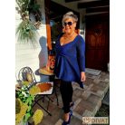 Fashion by NONO - Dália mellnél húzott extrán "A" vonalú királykék lurex tunika 