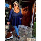 Fashion by NONO - Dália mellnél húzott extrán "A" vonalú királykék lurex tunika 