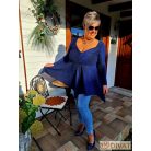 Fashion by NONO - Dália mellnél húzott extrán "A" vonalú királykék lurex tunika 