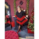 Fashion by NONO - Stella ruha fekete-piros lurex betéttel