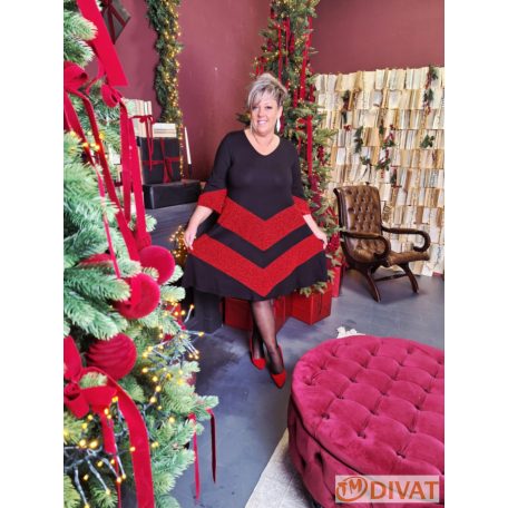 Fashion by NONO - Stella ruha fekete-piros lurex betéttel