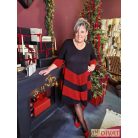 Fashion by NONO - Stella ruha fekete-piros lurex betéttel