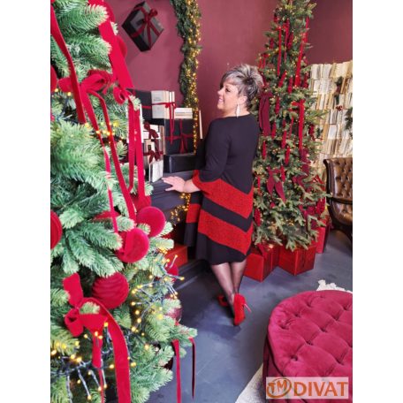 Fashion by NONO - Stella ruha fekete-piros lurex betéttel