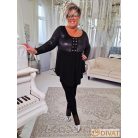 Fashion by NONO - Bogi mellnél ringlivel díszített "A" vonalú fekete tunika 