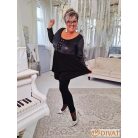 Fashion by NONO - Bogi mellnél ringlivel díszített "A" vonalú fekete tunika 