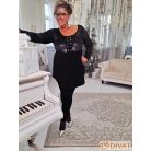 Fashion by NONO - Bogi mellnél ringlivel díszített "A" vonalú fekete tunika 