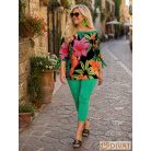 Fashion by NONO - Lace fekete-benettonzöld mintás felső