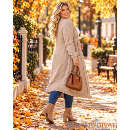 Fashion by NONO - Amanda hosszított kardigán bézs színben