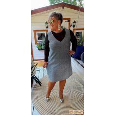   Fashion by NONO - Hilton ezüst lurex ruha fekete tüll betéttel