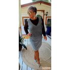 Fashion by NONO - Hilton ezüst lurex ruha fekete tüll betéttel