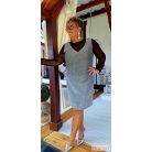 Fashion by NONO - Hilton ezüst lurex ruha fekete tüll betéttel