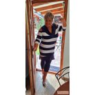 Fashion by NONO - London sötétkék-fehér csíkos vállnál vágott tunika