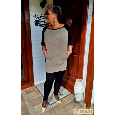 Fashion by NONO - Eszter fekete-arany lurex tunika