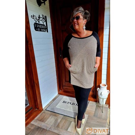 Fashion by NONO - Eszter fekete-arany lurex tunika