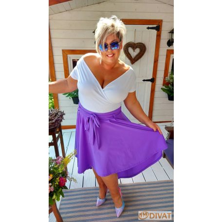 Fashion by NONO - Odett lila maxi szoknya elöl rövidebb, hátul hosszabb fazonnal EXTRA MÉRETBEN