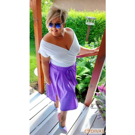 Fashion by NONO - Odett lila maxi szoknya elöl rövidebb, hátul hosszabb fazonnal EXTRA MÉRETBEN