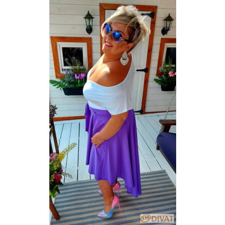 Fashion by NONO - Odett lila maxi szoknya elöl rövidebb, hátul hosszabb fazonnal EXTRA MÉRETBEN