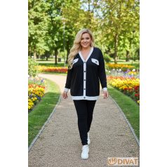   Fashion by NONO - Amanda kardigán hatású felső fekete-fehér