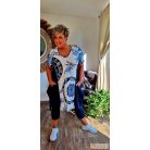 Fashion by NONO - Noory kék-fehér egyedi mintás