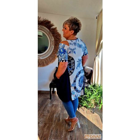 Fashion by NONO - Noory kék-fehér egyedi mintás